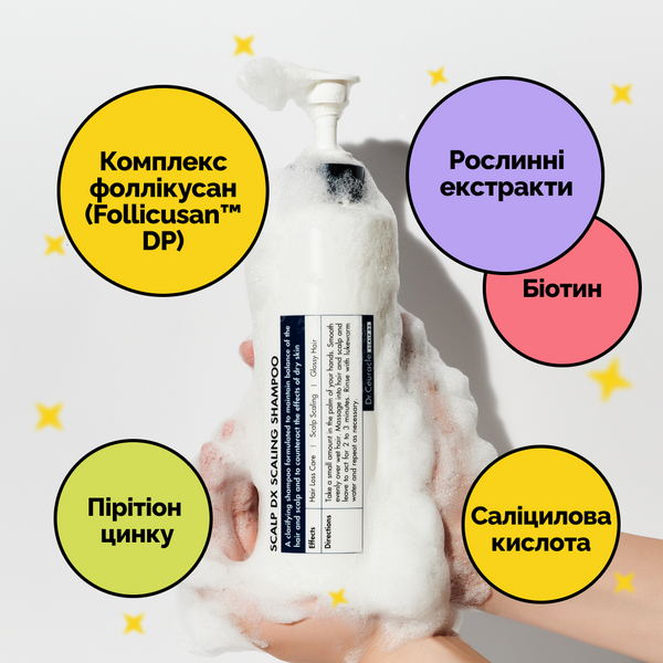 Відлущуючий шампунь для зміцнення волосся Dr.Ceuracle Scalp DX Scaling Shampoo, 500 мл 8806133614907 фото