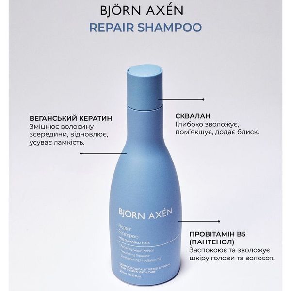 Відновлюючий шампунь для волосся BJORN AXEN Repair Shampoo, 250 мл 7350001700335 фото